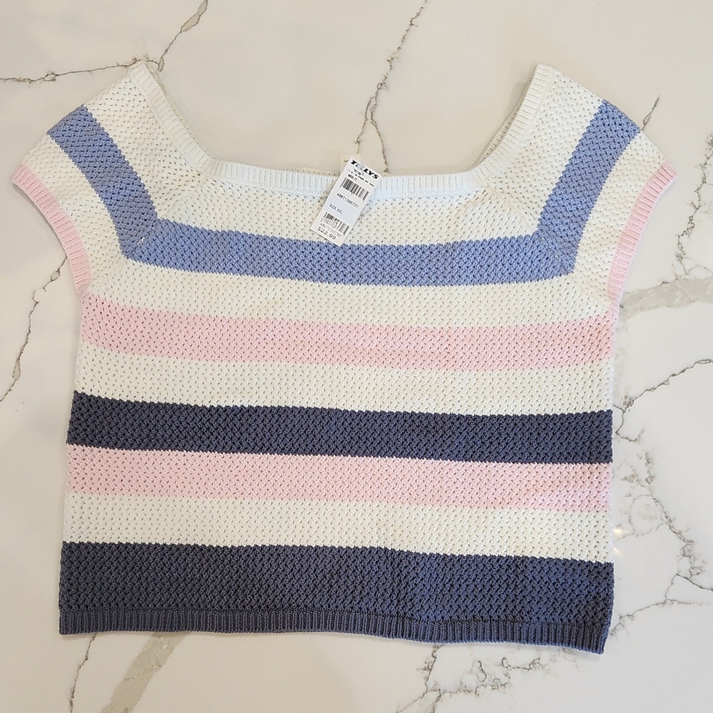 NWT Full Tilt Blue and Pink Striped Knit Top